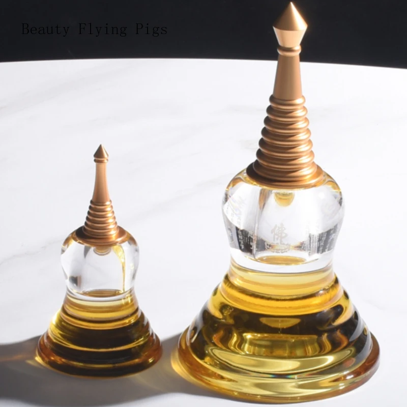 Glass Bodhi Pagoda Decoration Feng Shui Accessories Ensuring Safety Living Room Tabletop Decorations Entrance Home Decoration