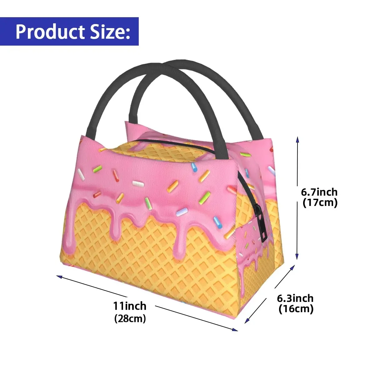 Strawberry Ice Cream Insulated Lunch Bag for Women Picnic Storage Food Boxes Leakproof Container Cooler Thermal Lunch Box Tote