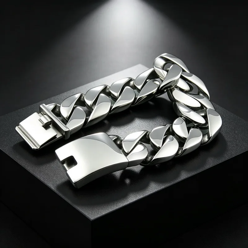 Punk 316L Stainless Steel Bracelet Jewelry Accessories Men's Rings Halloween Men's Cool Things Thick Bracelet