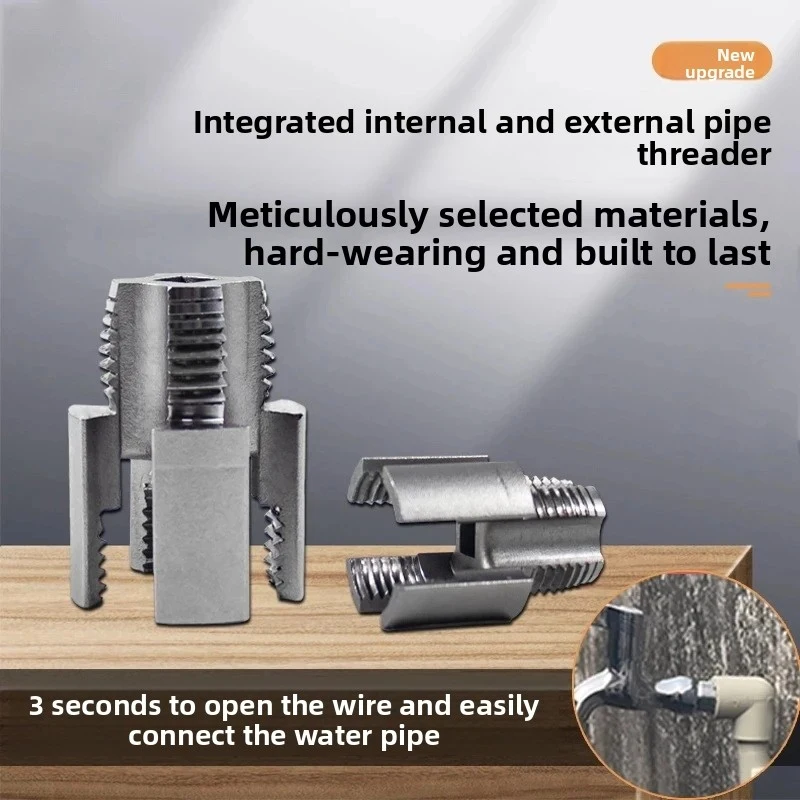 Pipe Threader Inner Outer Thread Integrated Tapping Tool, 4/6 Inch Manual Plumbing Threading Tool