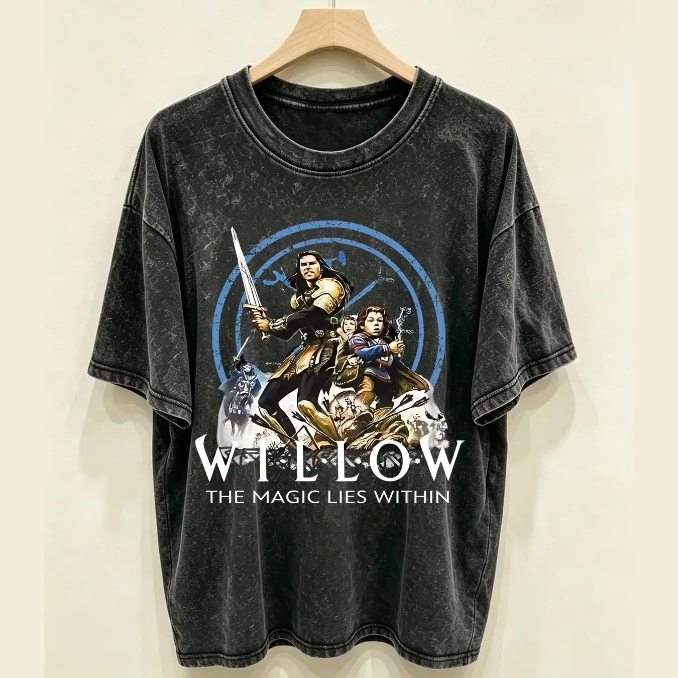 washed T Shirt New Willow The Magic Lies Within Poster 1988 Movie Retro Mens Vintage long or short sleeves vintage Washed