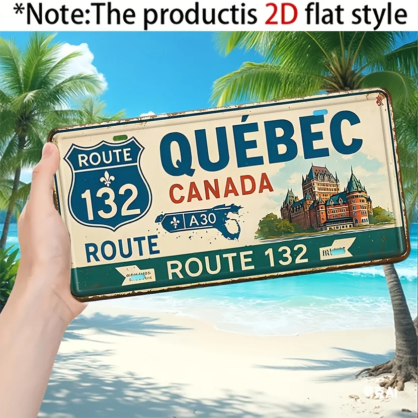 2D Flat - 【2D Flat】 2D Plane - solely for Decoration. Retro Quebec Canada Highway 132 Metal Outdoor Decoration Sign And Wall
