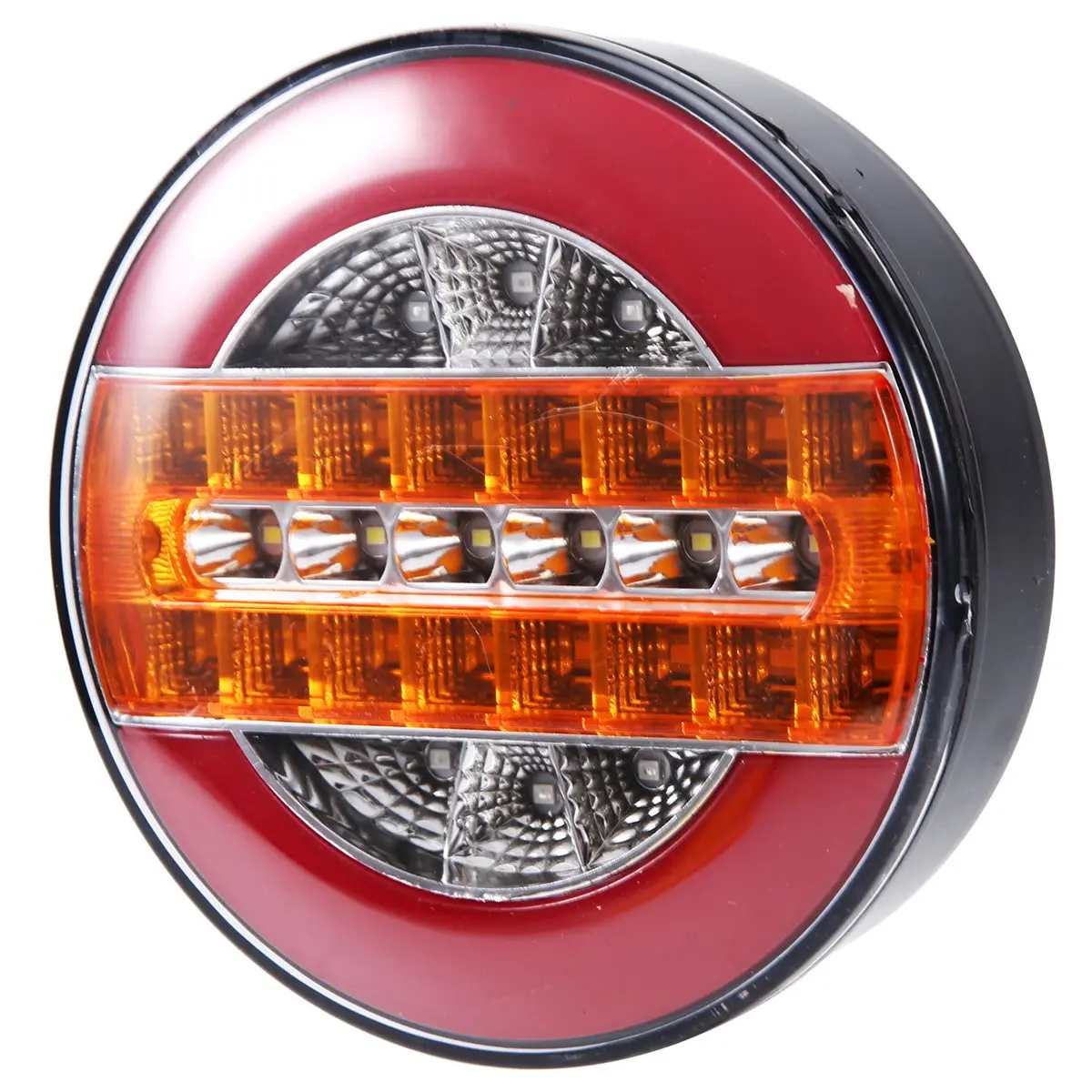 Compatible 4 Inch Trailer Dynamic Tail Light 24V LED Truck Brake Light LED Round Water Hamburger for Cars Boats Buses Caravans