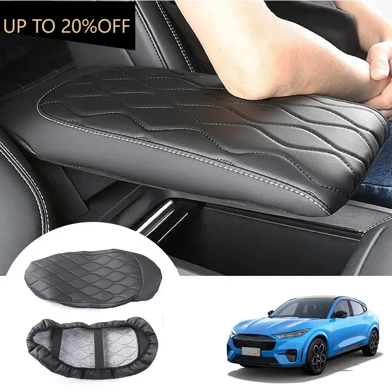 Center Console Armrest Cover PU Leather Anti-scratch Waterproof Car Armrest Cover For Ford Mustang Mach-E Accessories