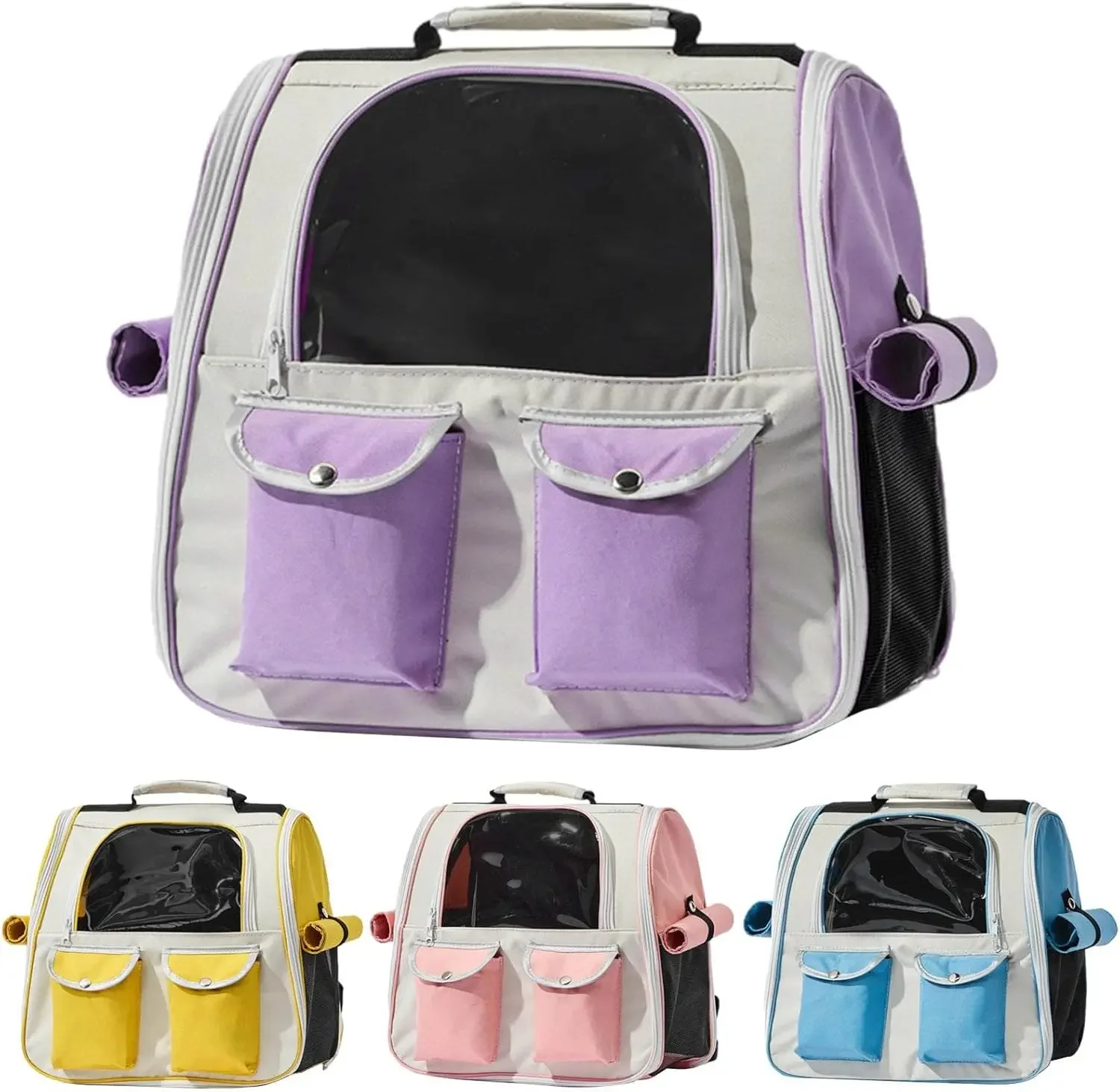 4 PCS Pet Carrier Backpack, Cat Bubble Backpack, Pet Carry Bag with Ventilated Design, Head Window, Pet Cat Carrier Bag for