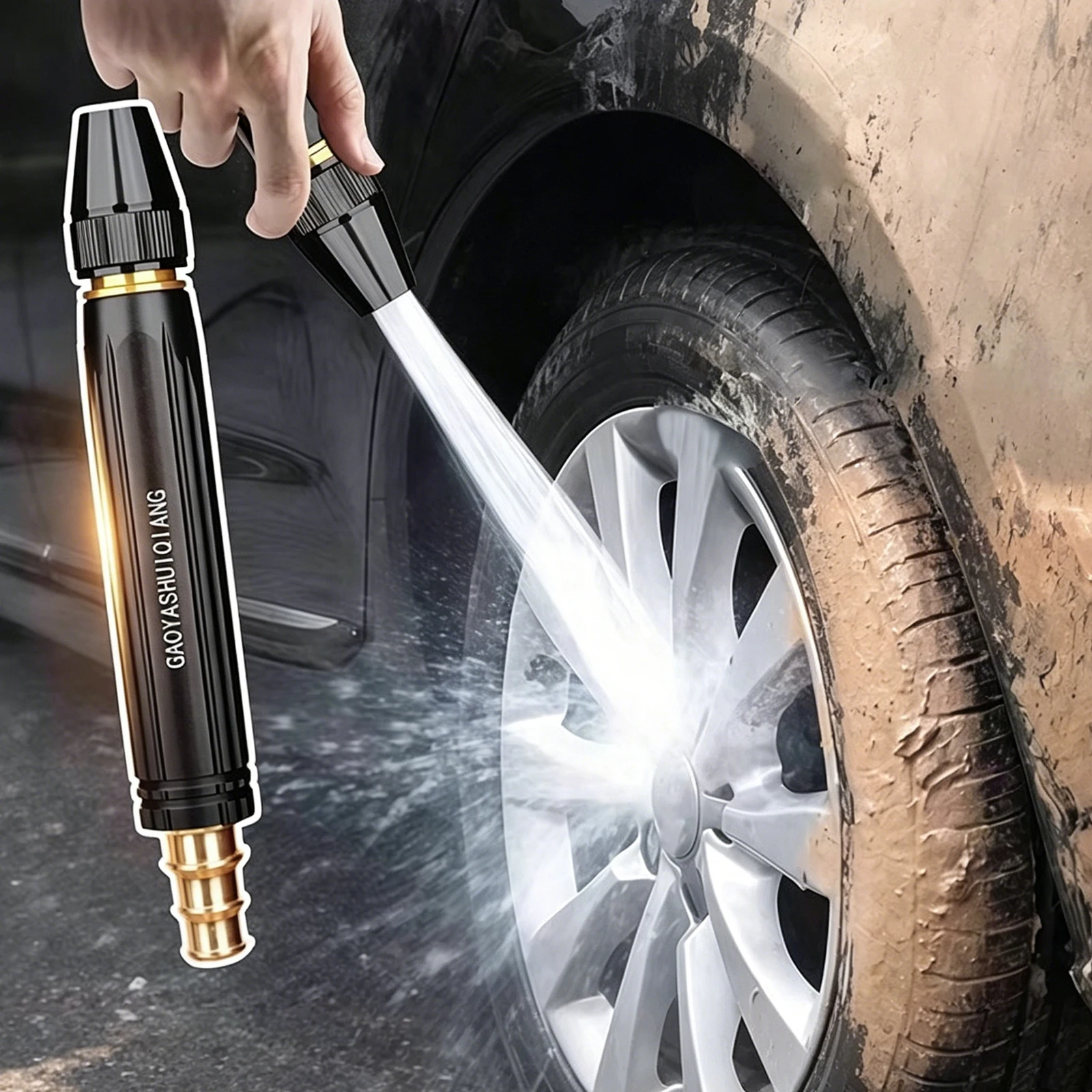 Car Wash Water Sprayer with Clamps Cleaning Waters Jet Nozzle Multi-Function for Car Driveway Patio Yard Watering and Washing