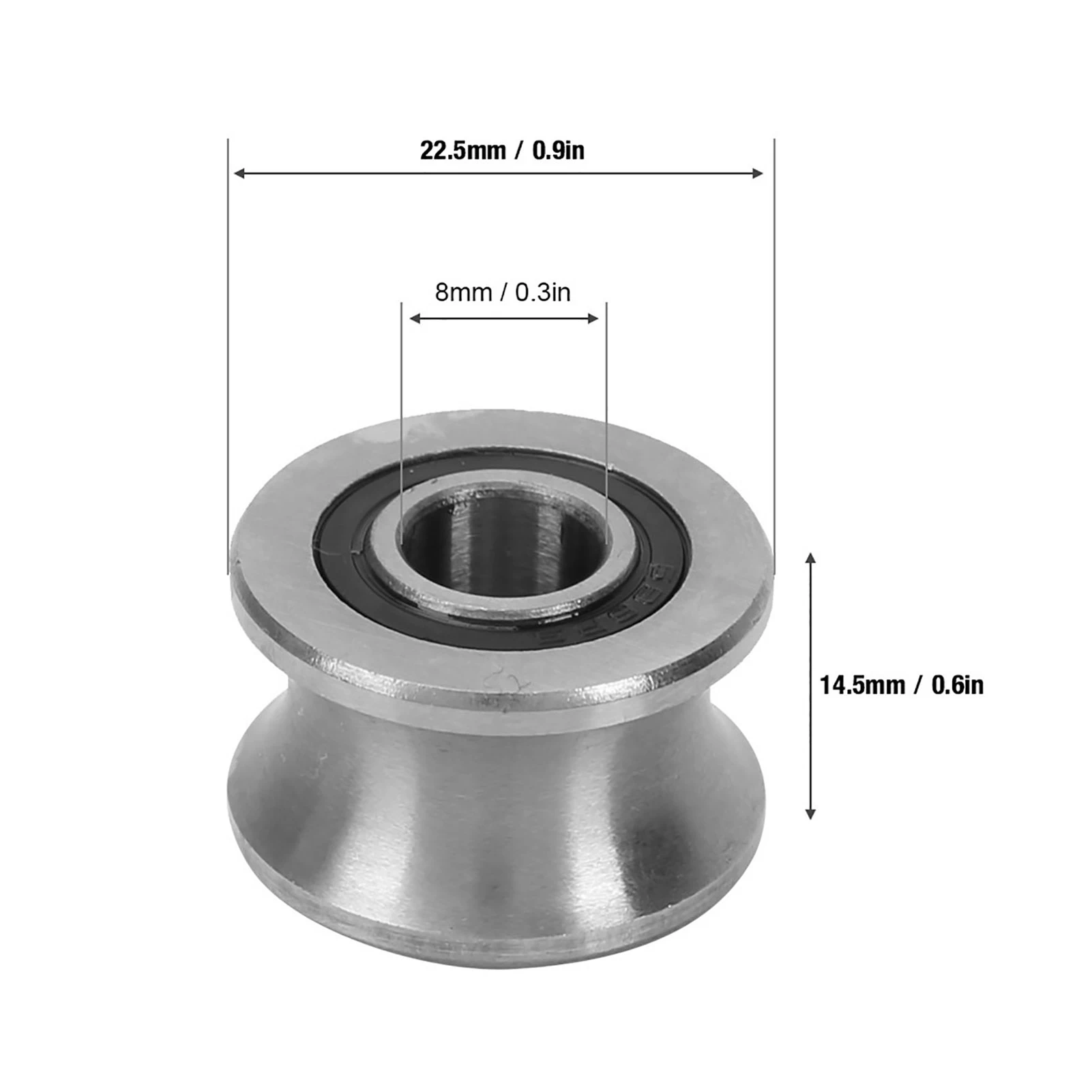 1pcs U-Shaped Round Bottom Groove Sliding Roller Bearing U22 Inner Diameter: 8mm * Diameter: 22.5mm * Width: 14.5mm