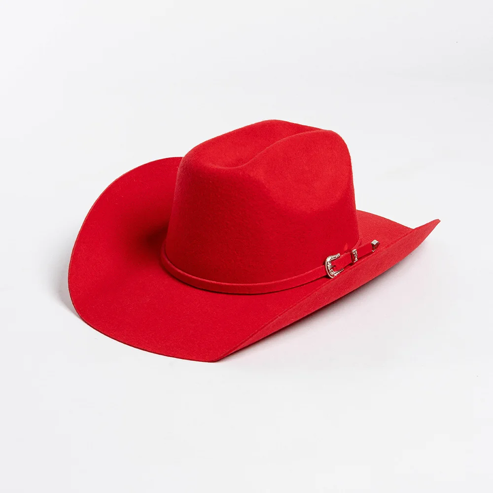 Cowboyhut aus 100 % Wolle, Herbst und Winter, gleiche Farbe, Accessoires, klassischer Panama-Cowboyhut, Sombrero Vaquero – Detail 4