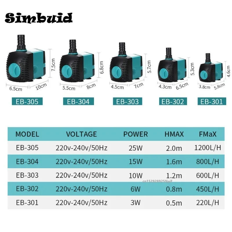 EU/US 3W 10W 15W 25W Fish Tank Water Fountain Pump Filter 110V-240V Ultra-Quiet Submersible Fish Pond Aquarium Pump