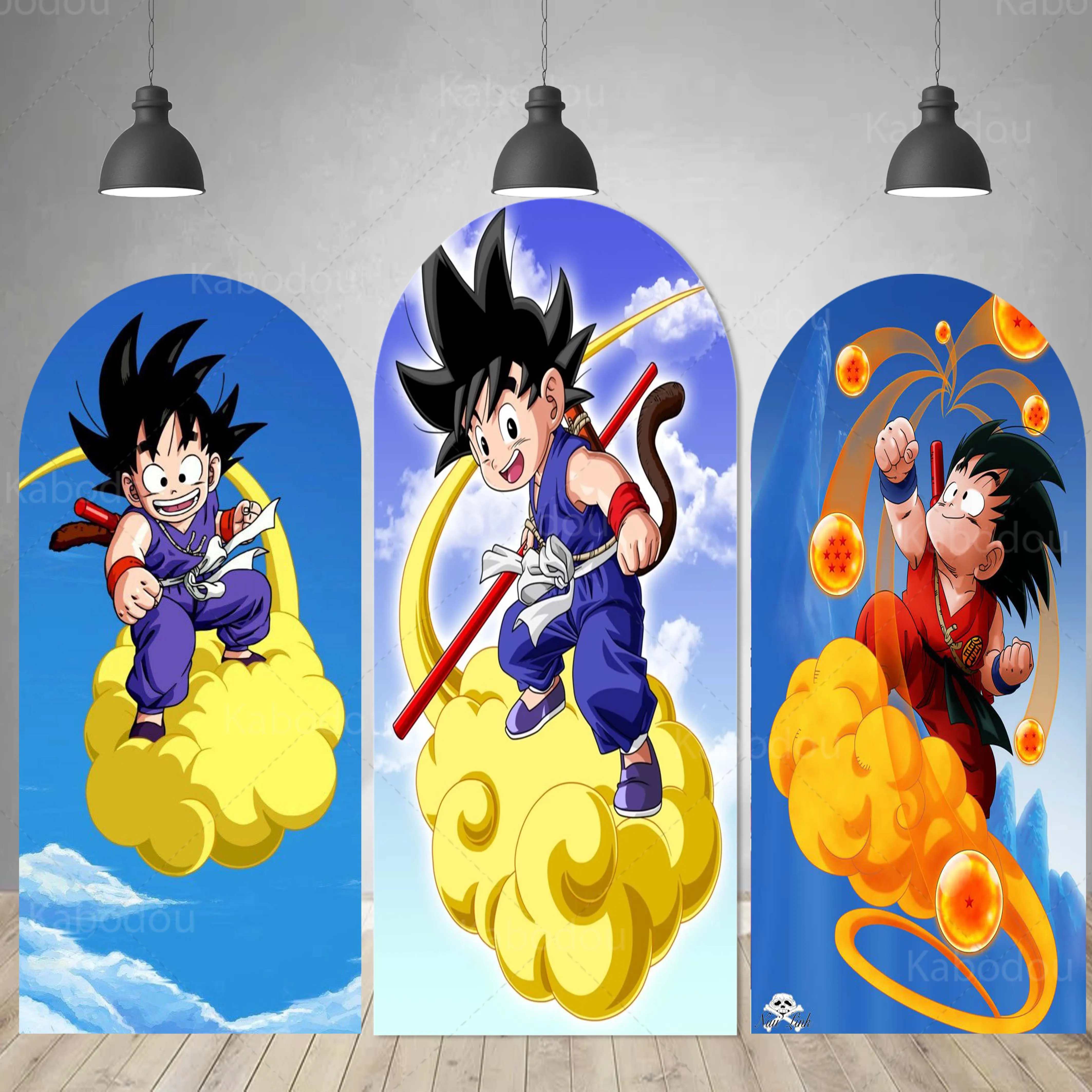 

Dragon Ball Backdrop Doubleside Arch Kids Boys Birthday Party Decoration Goku Photography Background Polyester Studio Props