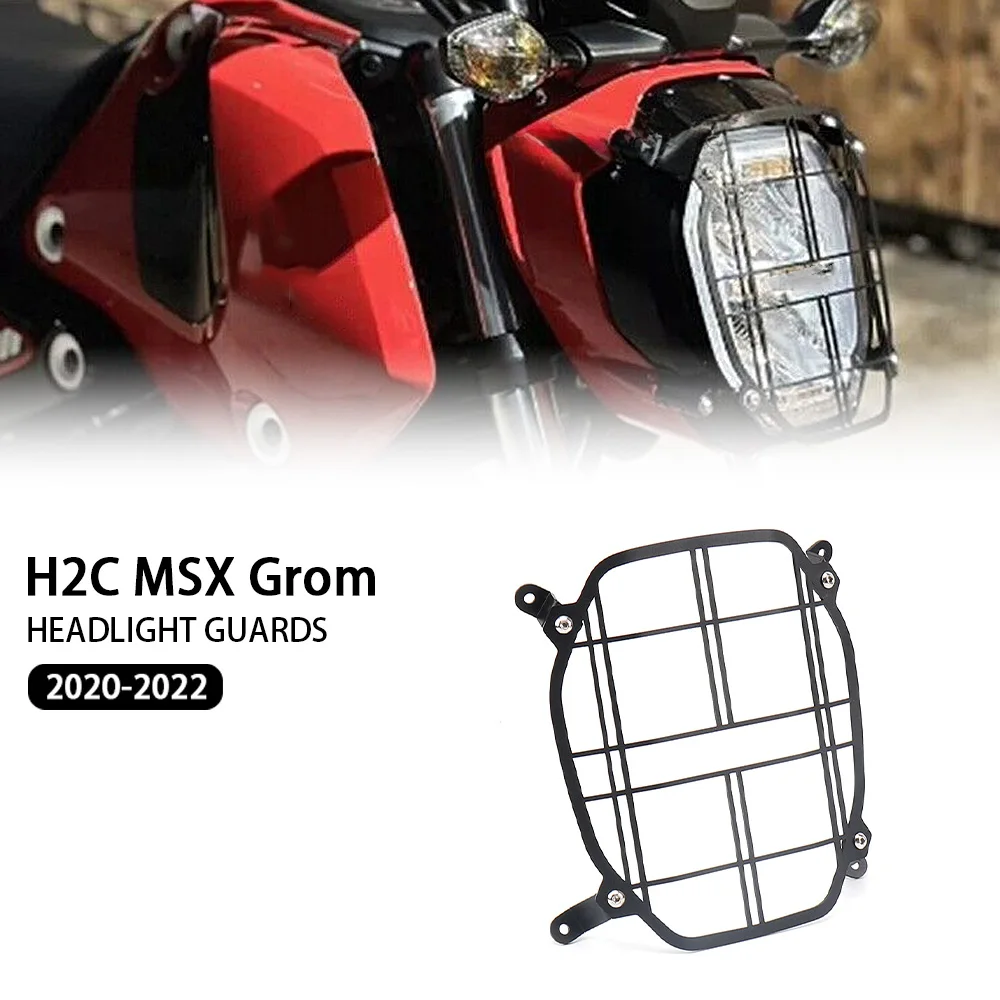 

New Motorcycle H2C MSX GROM Headlight Guard Head Light Protector Cover Black For Honda H2C Msx Grom 2020 2021 2022