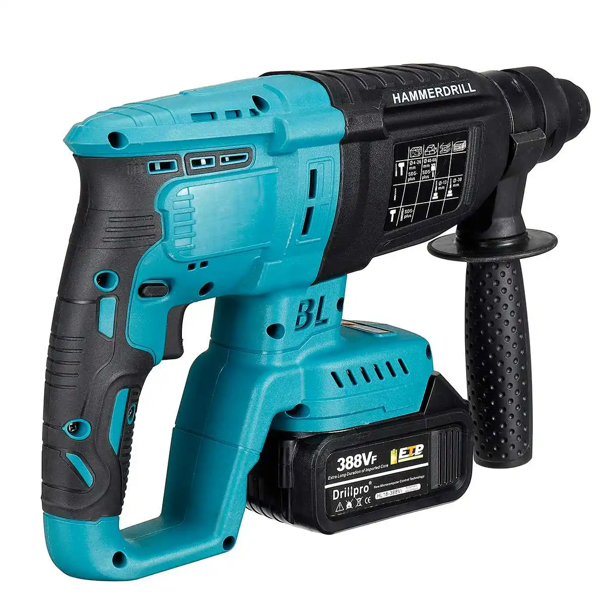 Imagem -06 - Dillpro-brushless Cordless Rotary Hammer Drill Multifunções Martelo Elétrico Recarregável Broca de Impacto para Makita Bateria 18v