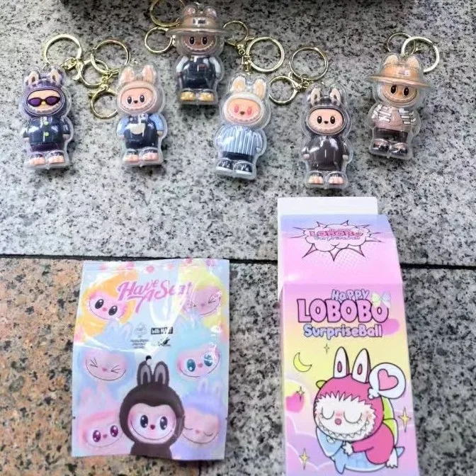 New Labubu Keychain Blind Box Toys Backpack Pendant With Protective Case Blind Box Hot Kawaii Cartoon Bag Mystery Box Kids Toys