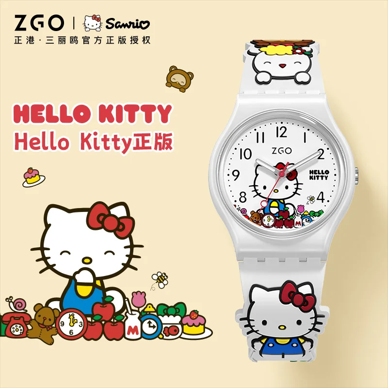 ZGO X Sanrio HelloKitty Kids' Watches Start School Must-Have Cute Waterproof Watch Girl Student Quartz Wristwatch Gift 320