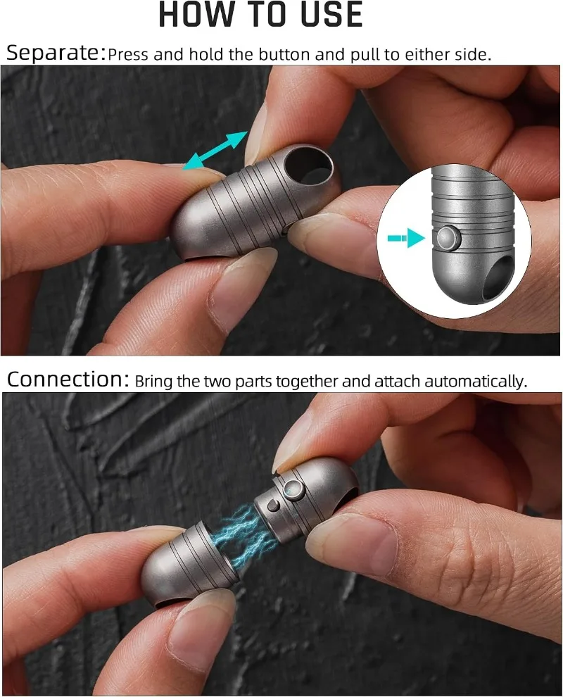 Titanium Split Key Chain Rings with Detachable Mini Carabiner Keychain, Portable EDC Quick Release for Car House Keys Outdoor