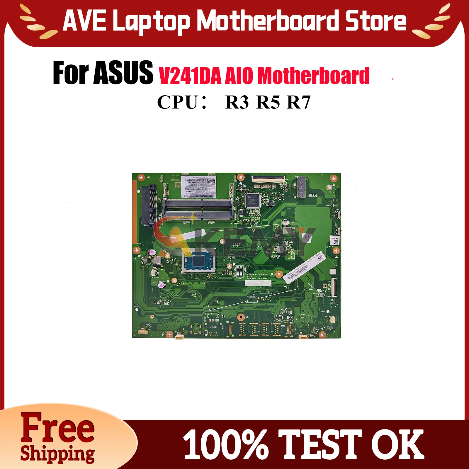 

Материнская плата V241DA для ASUS Vivo AiO V241DA V241D, материнская плата с процессором R3 R5 R7, 100% тестирование, ОК, быстрая доставка, высокое качество