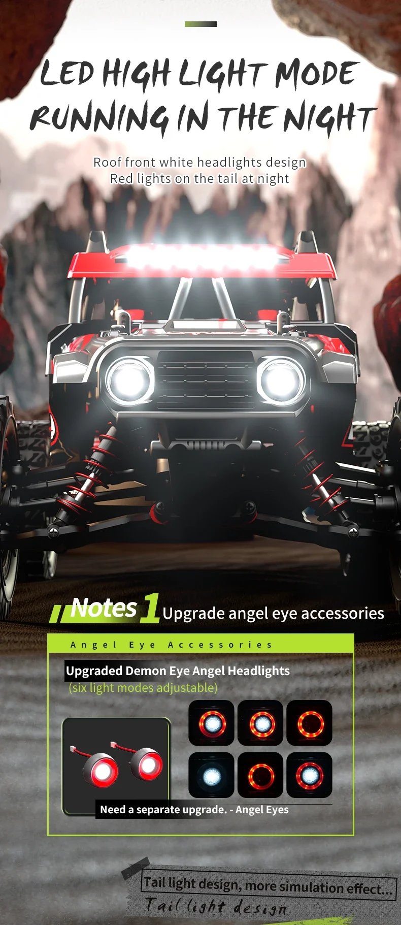 Samochód wyścigowy zdalnie sterowany 4WD Raytheon, terenowy, 2.4G, bezszczotkowy, elektryczny, do wspinaczki, z reflektorami LED, prędkość 80 km/h.