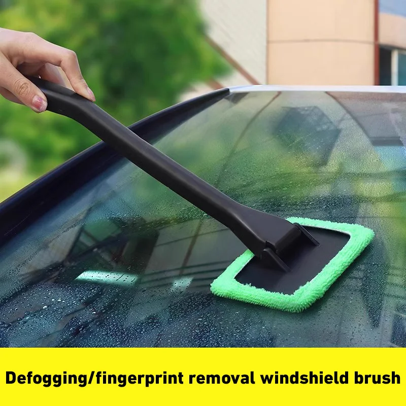 Car Windshield Cleaning Brush Kit Car Window Wiper Home Glass Defogging Dust Towel With Long Handle Cleaner Brush Washing Tool