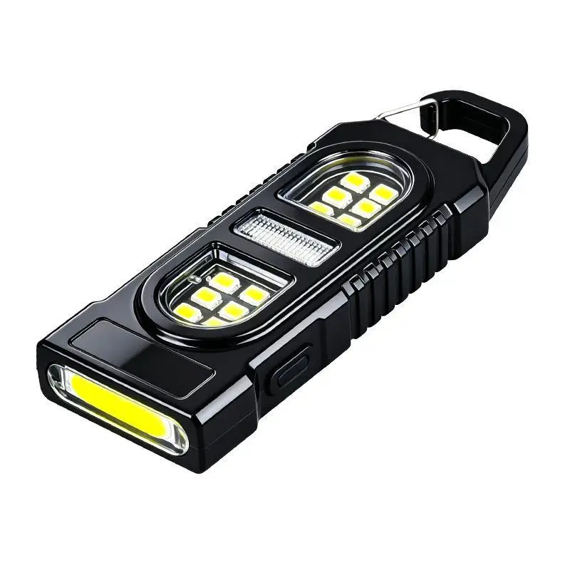 1Pc Powerful Mini COB LED Keychain Flashlight USB Rechargeable Hanging Waterproof Work Light Camping Pocket Lamp