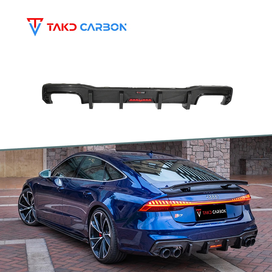 TAKD Carbon Brand Perfect Fitment Dry Carbon Fiber Rear Bumper Diffuser For audis A7 A7L S7 C8 2019-2023