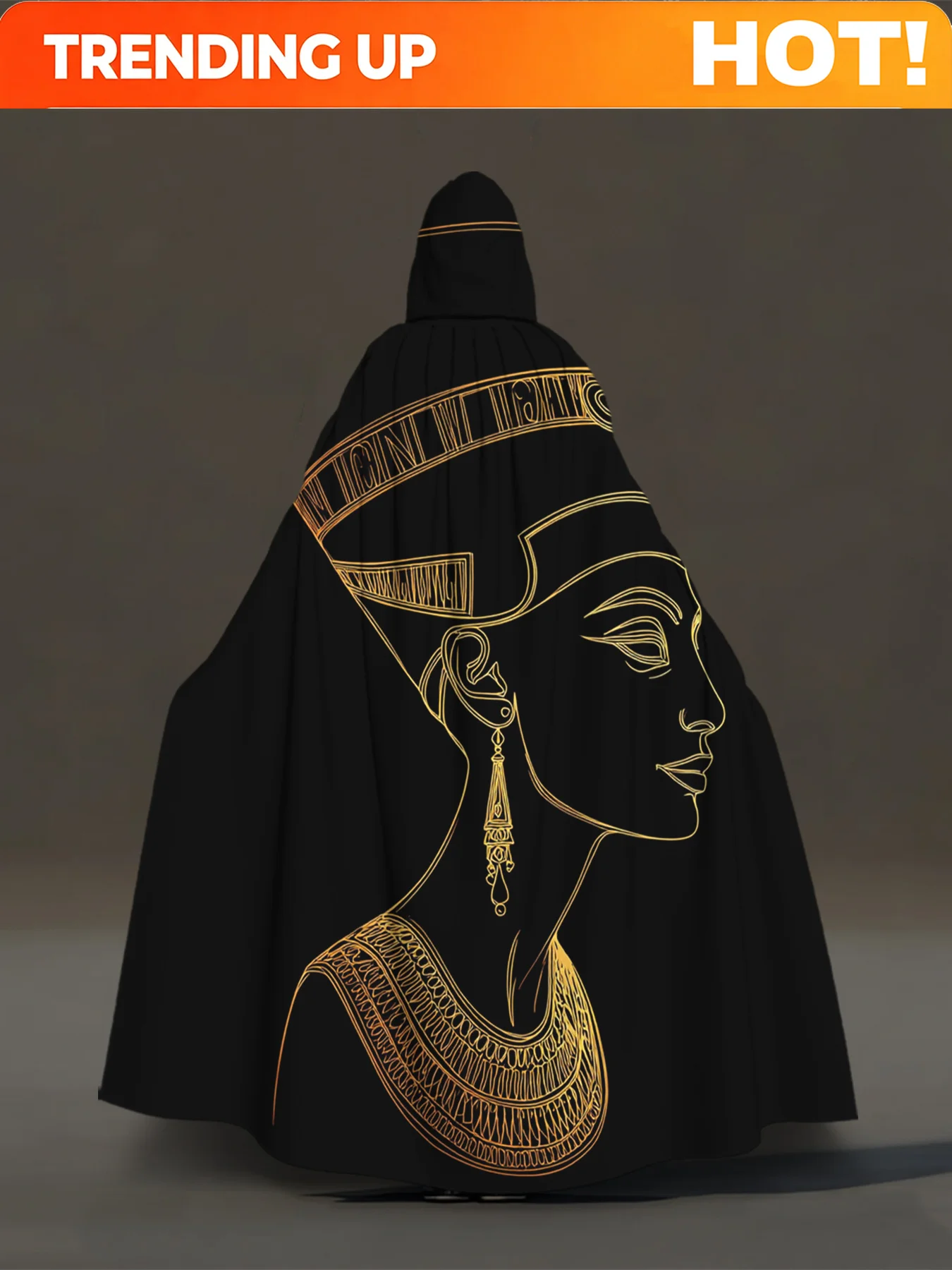 Customization [Golden Egyptian Queen Robe] Two-Dimensional Flat Robes, 1pc, Featuring A Golden Egyptian Queen Design With Hooded