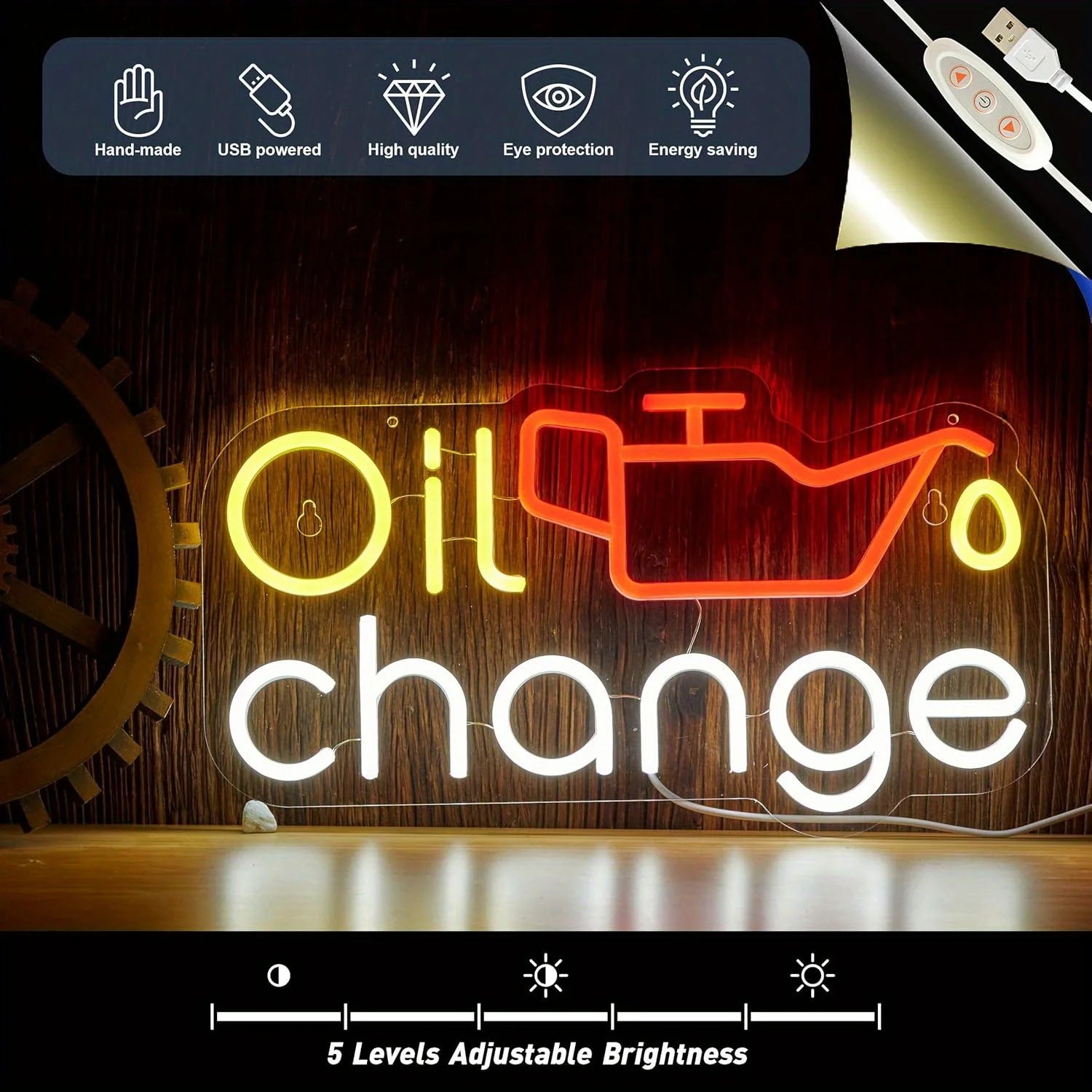 Oil Change Neon Signs, For Auto Repair Shops, Men's Lounge, Car House, Workshop and Garage Accessories