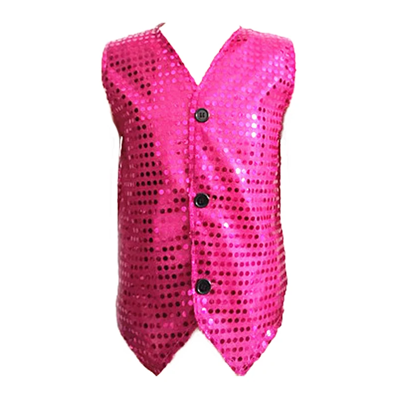 Kids Adult Jazz Hip-hop Dance Costume Sequin Tank For Children Sleeveless Shiny Sequined Vest Boy Stage Performance Party Unisex