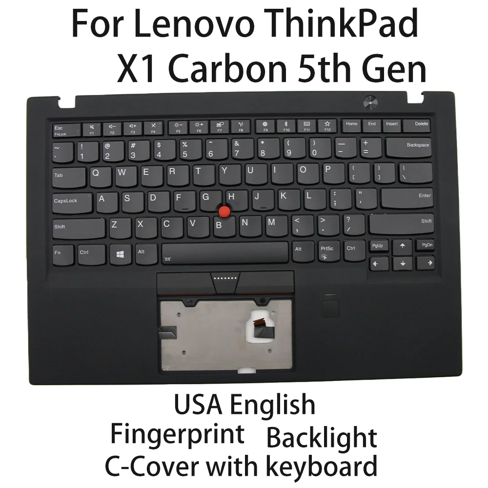 New For Lenovo ThinkPad X1 Carbon 5th Gen Laptop C-Cover with keyboard USA English Backlight Fingerprint FRU:01LX508 01LX548