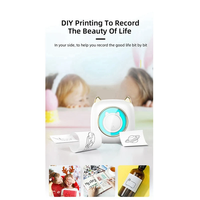 Mini Imprimante Thermique, Impression Photo, Sans Fil, BT, 200Dpi, Android, IOS, 57mm