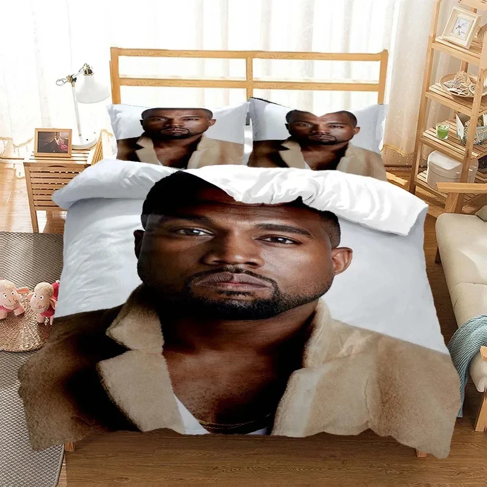 Exquisite 3D Print Rapper Kanye West Musik Bedding Set,Duvet Cover Bed Set Quilt Cover Pillowcase,King Queen Twin Size Boys Girl