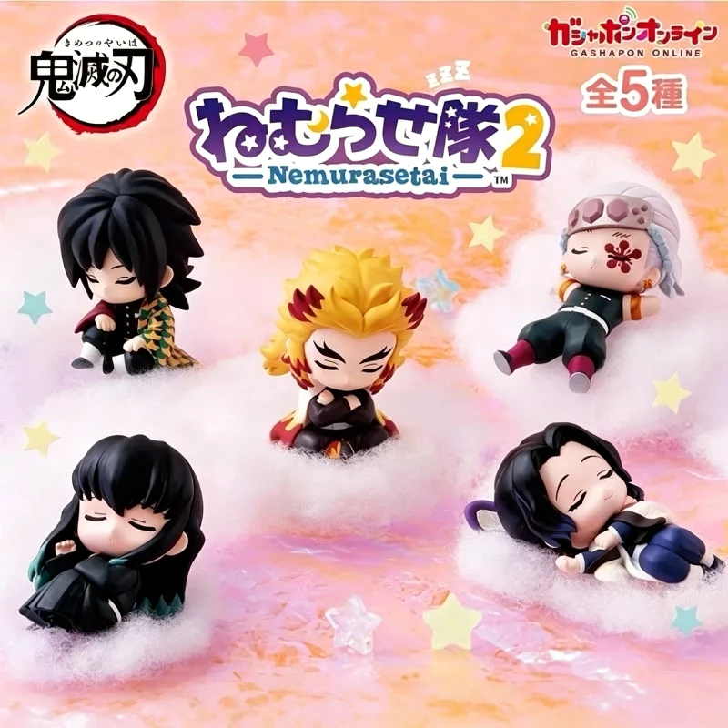 Set de 5 Figuras Chibi de Demon Slayer, Lindos Personajes de Giyuu, Rengoku, Shinobu, Tokito y Tengen, Modelo de Anime, Miniatura Coleccionable