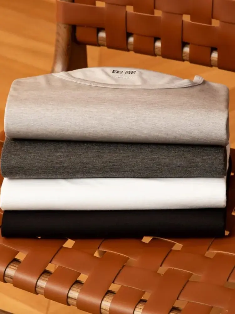 Ultra-Thin Self-Heating High-Elasticity round Neck Base Shirt for Men And Women Warm Polyester Blend Autumn Essential