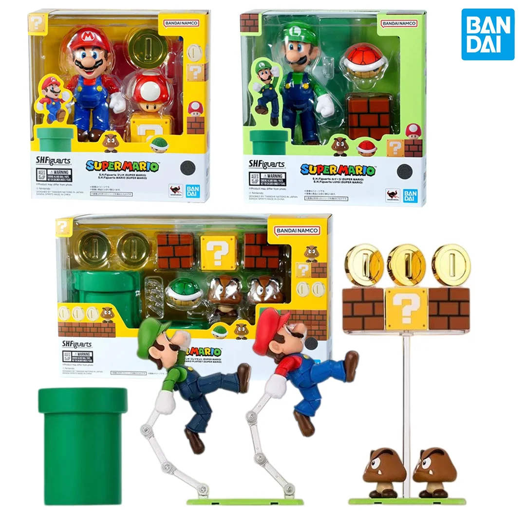 

Original Bandai Super Mario Model Kit Shf Mario Anime Action Figure Collection Finished Model Boys Toys Birthday Gifts