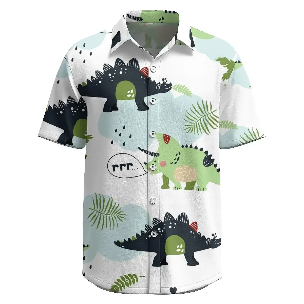 Jumeast Dinosaur Pattern Short Sleeve Hawaiian Shirt 3D Printed Polyester Beach Aloha Shirts Tropical Style Casual Men Clothing