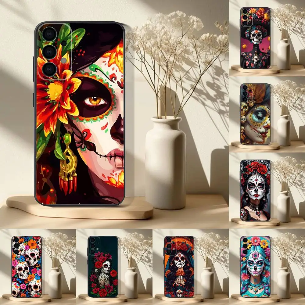 

The Dead Mexican Catrina Skull Phone Case For Samsung S25,S24,S21,S22,S23,S30,Ultra,S20,Plus,Fe,Lite,Note,10,9,5G Black Cover
