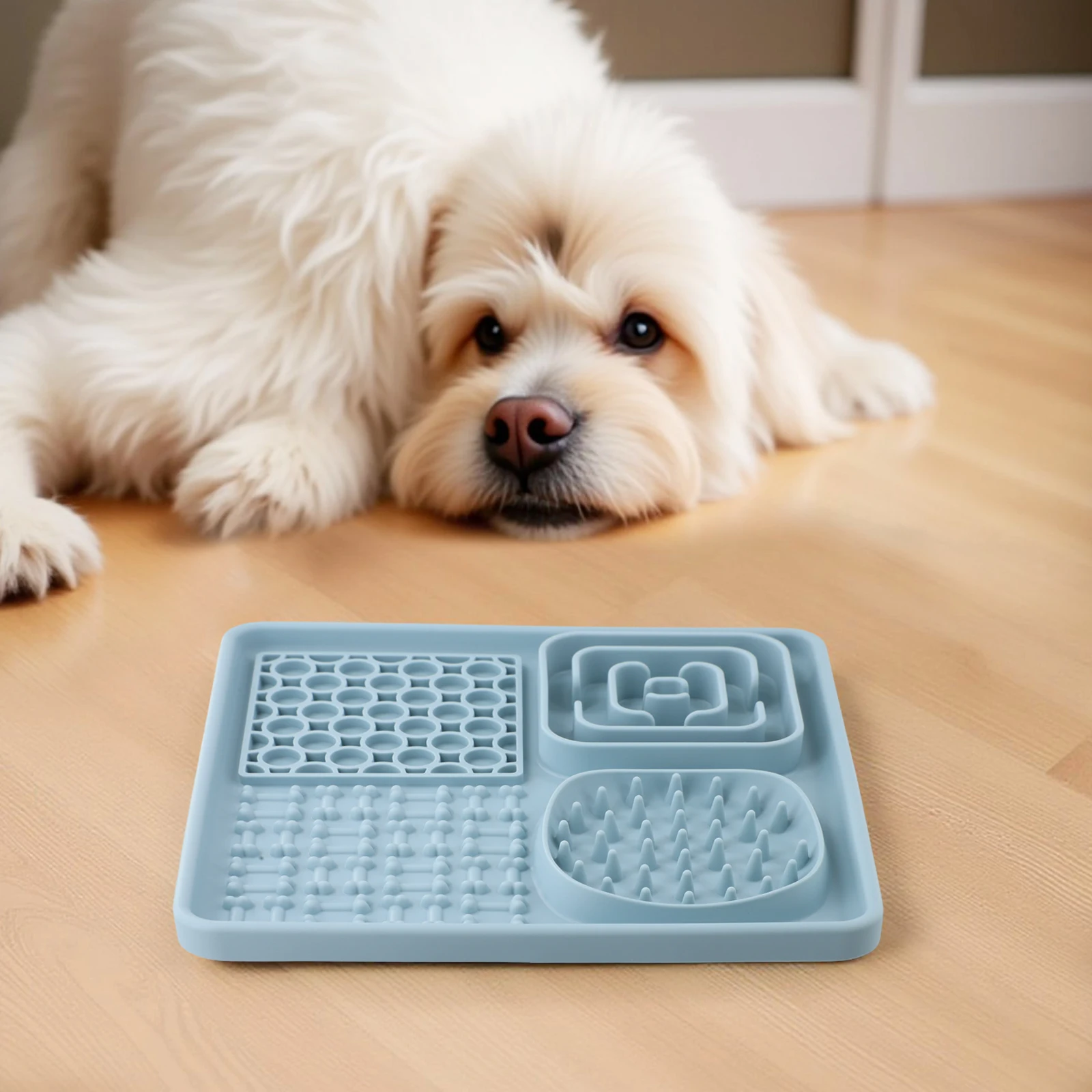 Pet Slow Feeding Licking Mat with Nonslip Suction Designed for Dogs and Cats Silicone Material Rinse and Wipe Clean