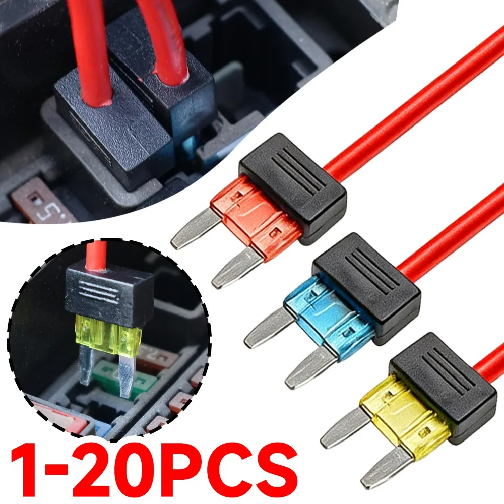 Car Fuse Adapter Tap Mini Size 12V 32V Circuit Holder Piggy Back Lead Wire For Dash Cam Ambient Light Radar Charger 10A 15A 20A