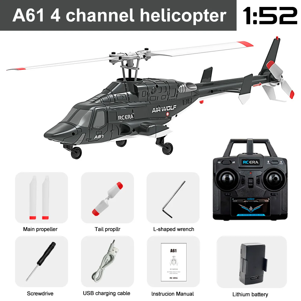 RC ERA A61 Airwolf Helikopter 4CH Optische Stroom Positionering 1/52 6 as Gyro 10 Min Strijdtijd 120 M Bell222 Afstandsbediening Vliegtuig