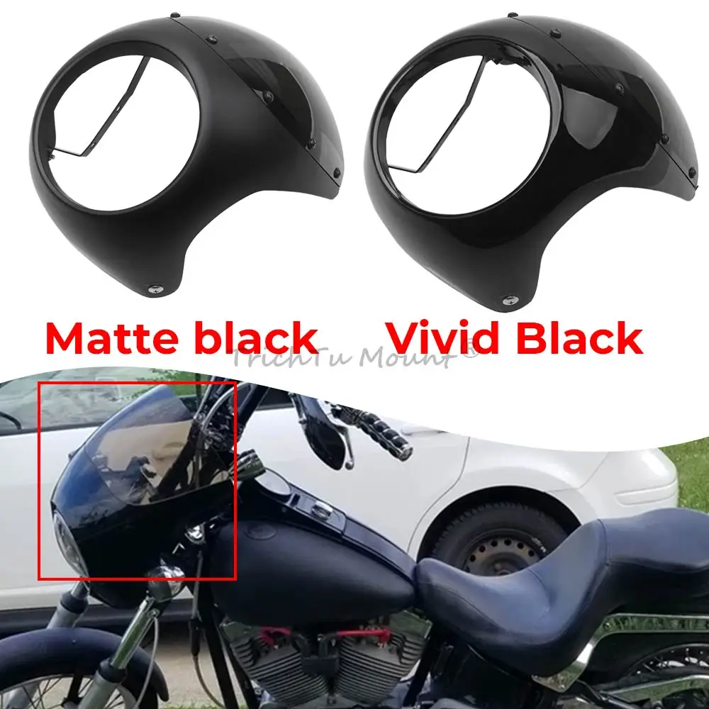 

7" ABS Motorcycle Universal Round Front Headlight Fairing Cover Cafe Racer Head Lamp Windshield Windscreen Accessories