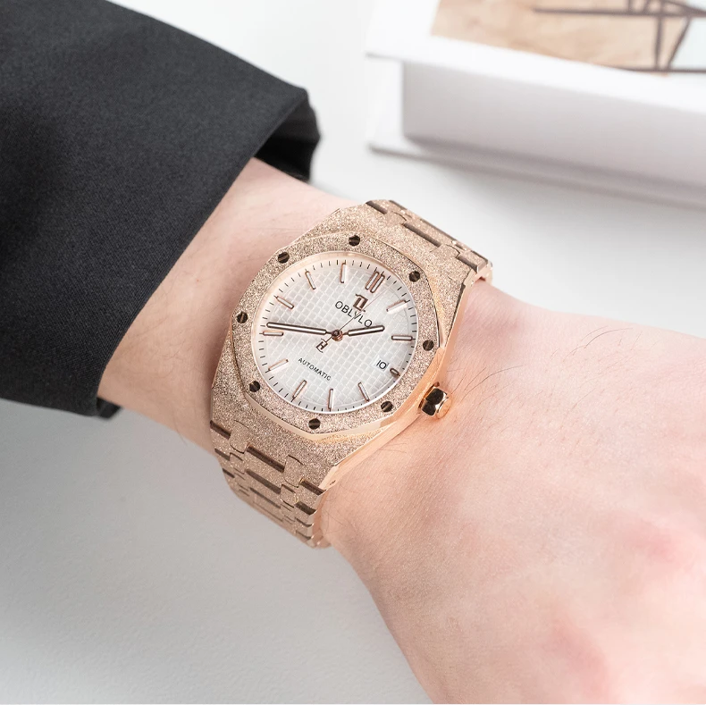 OBLVLO ساعة أوتوماتيكية للرجال 41 مللي متر Vinatge ساعة يد ميكانيكية مضيئة الياقوت مرآة ميوتا 8215 الهراء الهاتفي