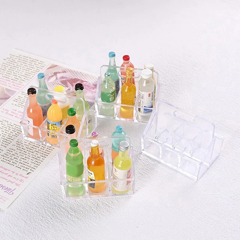 2pcs/1set Mini Beverage Bottle Milk Bottle Base Scene Decoration Food Play Doll House Toy Model