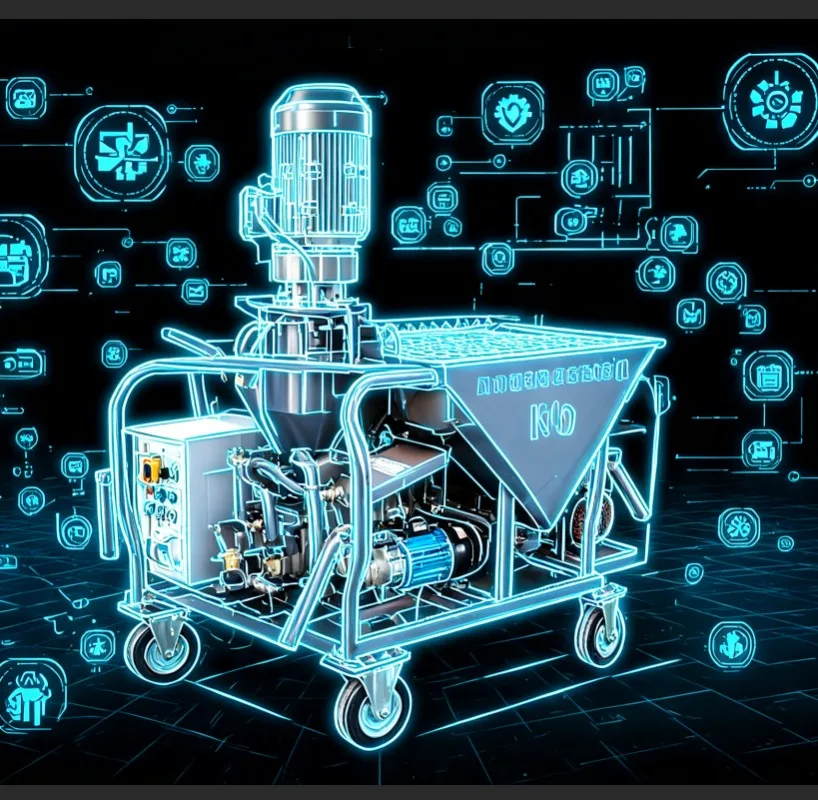 Time Saving Stucco Plaster Machine Wireless Remote Control Switch Continuous Conveying 30L/Min