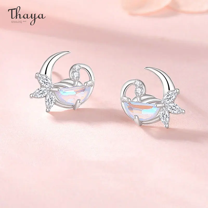 

Thaya 100% S925 Sterling Silver Female Earrings Swan Design Fashion Elegant Women Earring Stud Birthday Jewelry Christmas Gifts