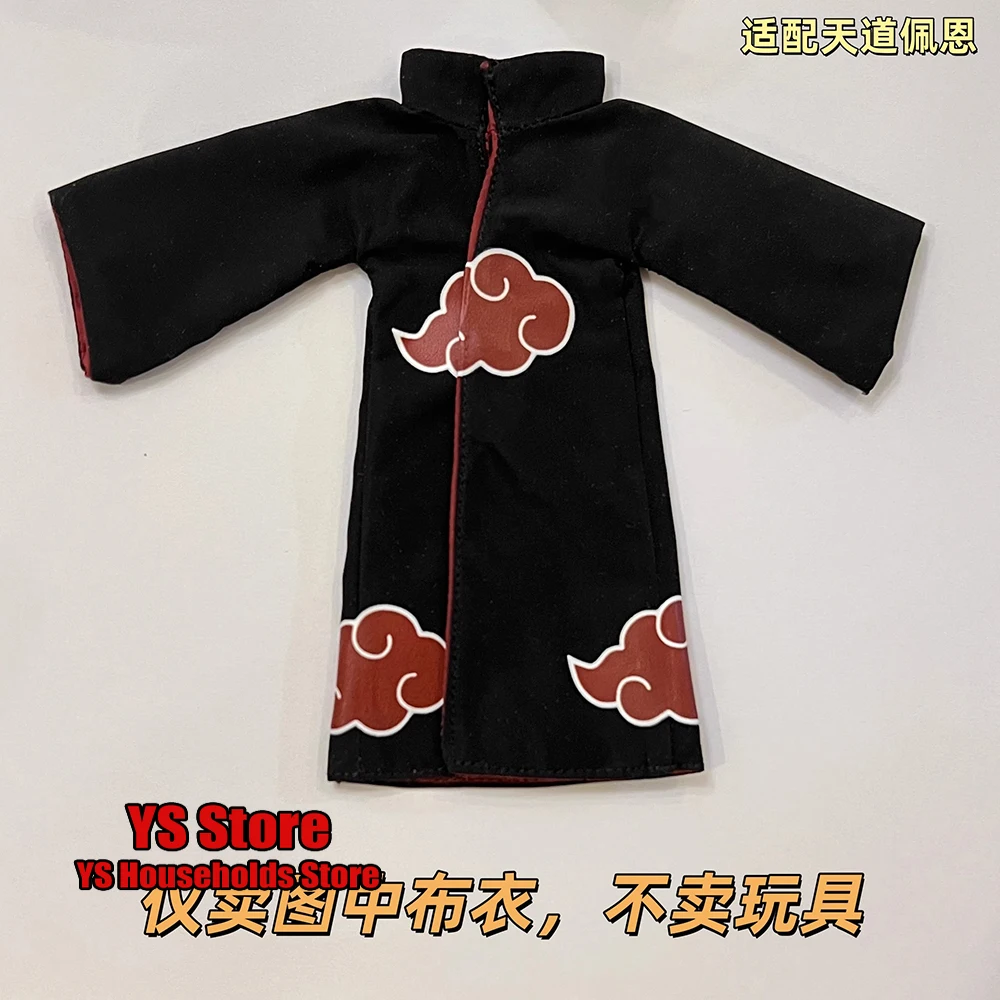 

1/12 Pain Soldier Red Cloud Print Black Long Robe Coat Clothes Toy Accessory For Naruto Akatsuki Team 6" Action Figure Cosplay