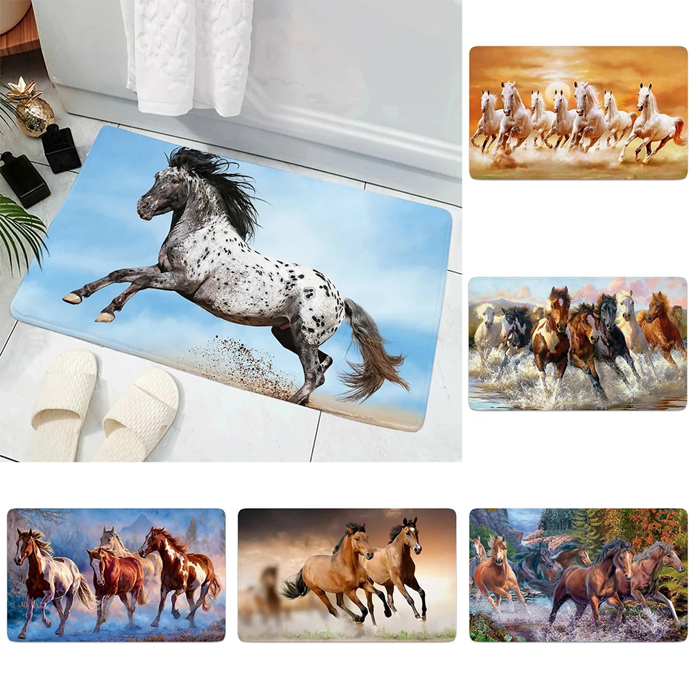 Horse pattern foot mats home decoration bedroom bathroom absorbent floor carpet living room entrance entrance carpet