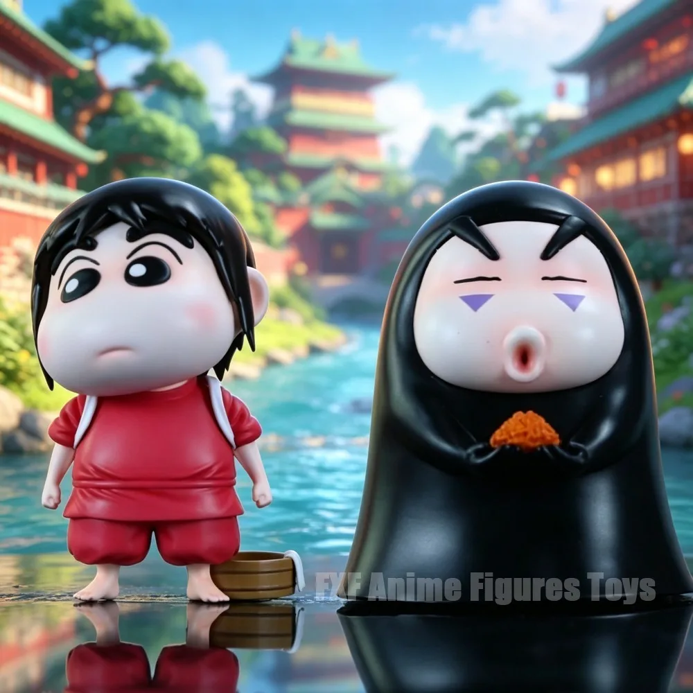3,94 Zoll/10cm Anime Spirited Away Figur Nohara Shinnosuke Cosplay Gesichtsloser Mann/Ogino Chihiro Actionfiguren PVC-Modell Spielzeug Geschenke