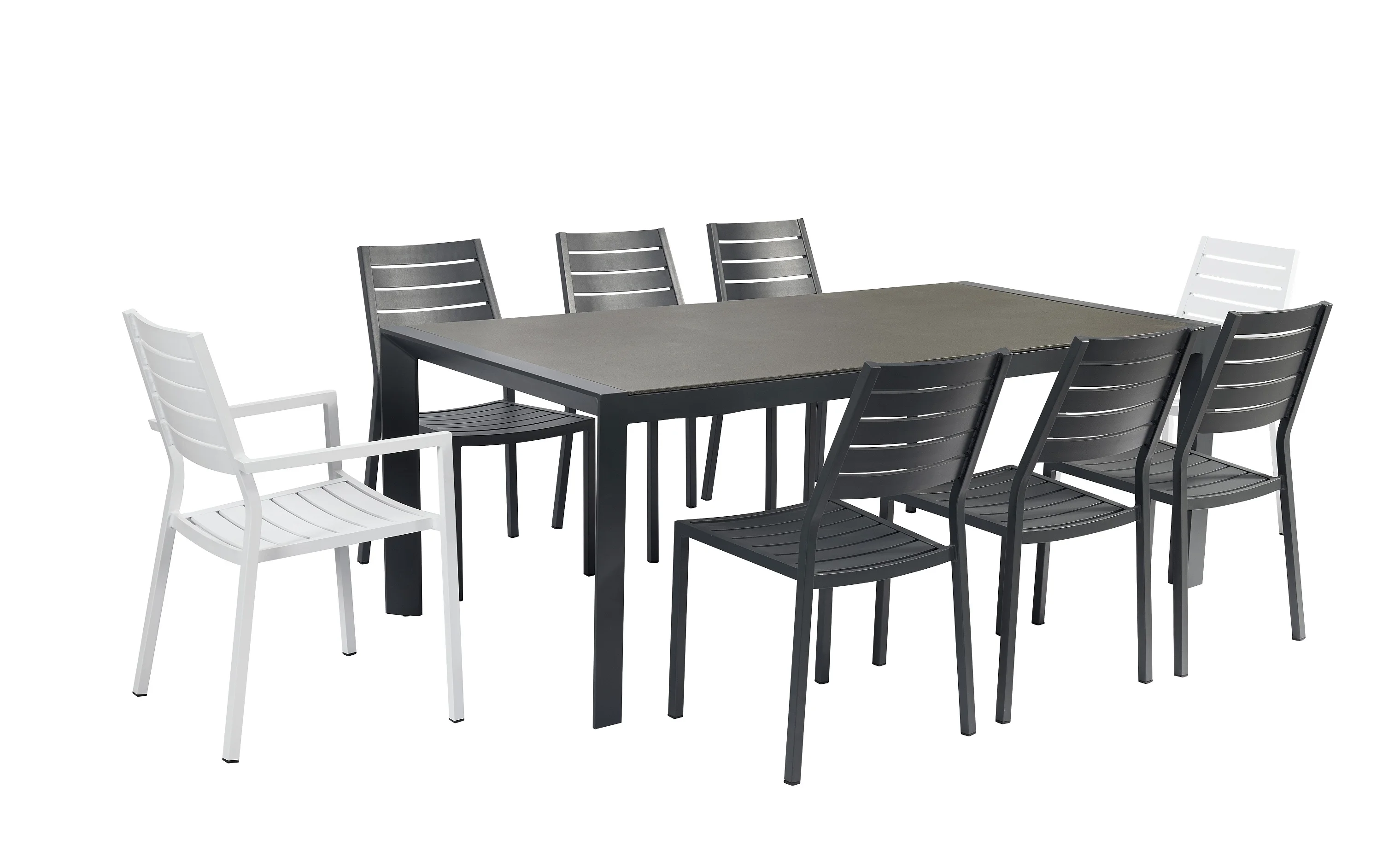 Modern Outside Dinning Set Restaurant Cafe Dining Table With 6 Chairs For Outdoor Outdoor Garden Furniture Sets