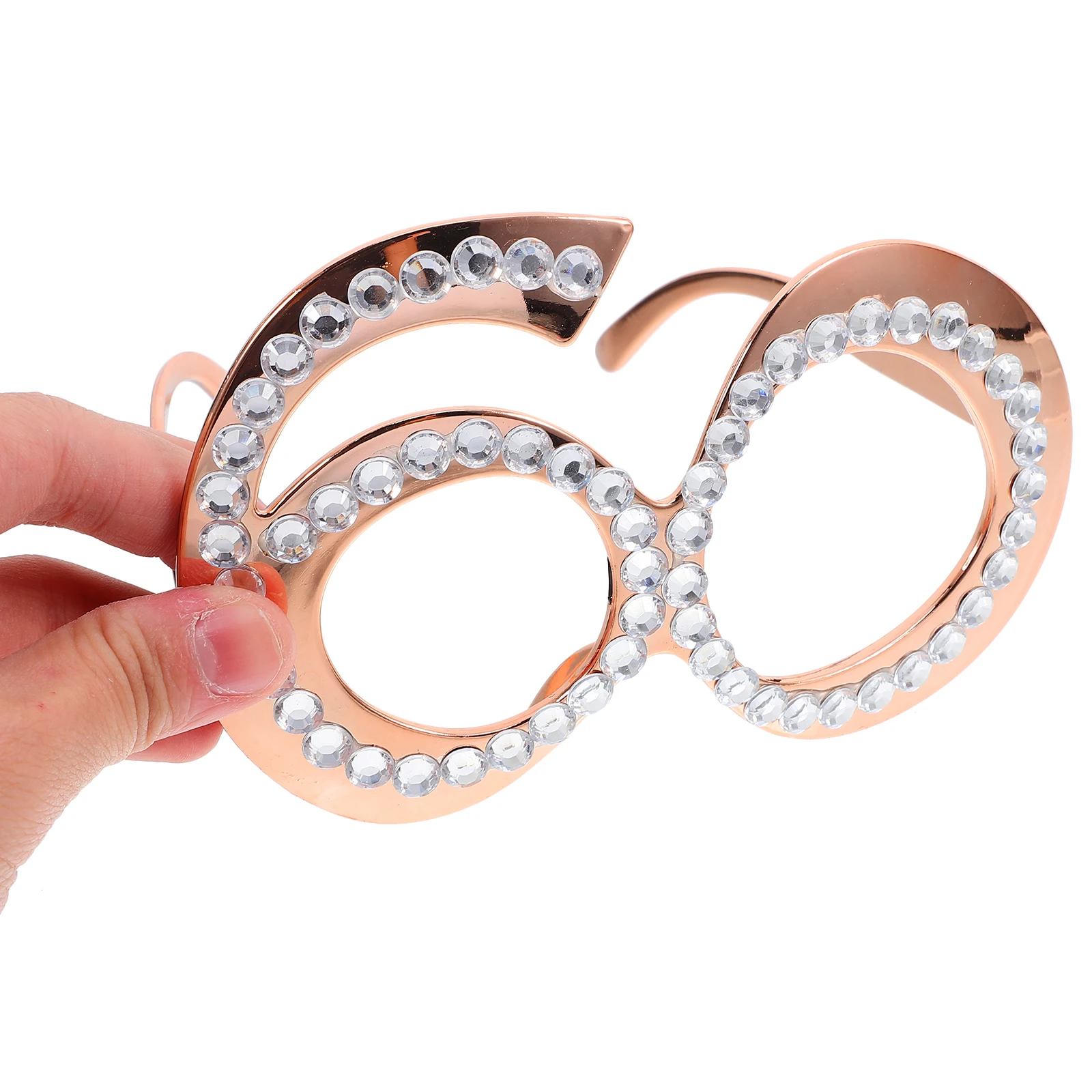 

1 Pair 60Th Glasses Photo Prop Rhinestone Numeric Eyeglasses Lightweight Decorative Glasses Novelty Birthday Eyewear Reusable