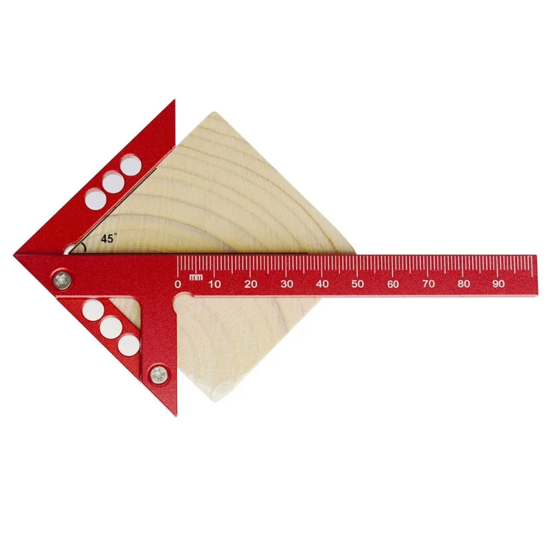 45/90 درجة مركز مكتشف النجارة مربع الزاوية اليمنى خط قياس الألومنيوم الكاتب نجار حاكم أداة قياس الخشب #6