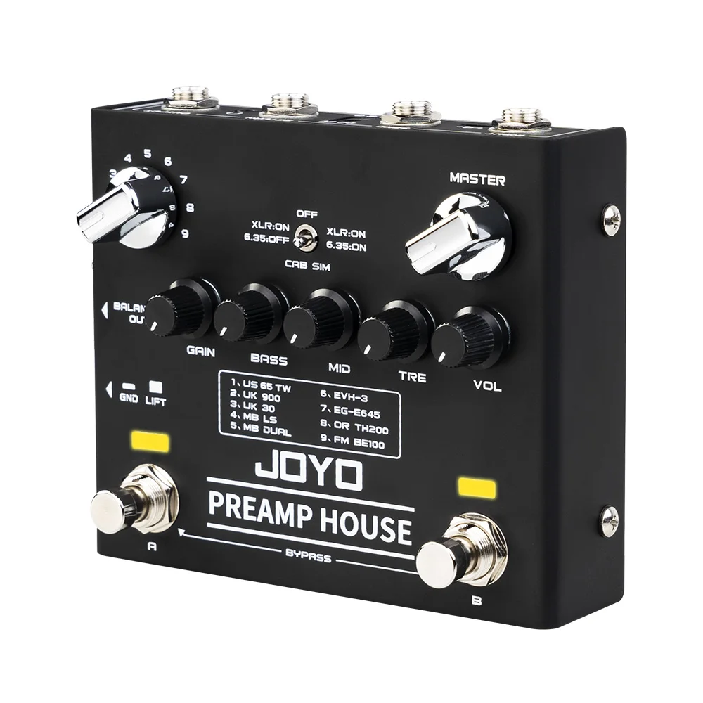 JOYO R-15 PREAMP HOUSE Electric Guitar Effect Pedal Dual Channel Cabinet Simulator Pedal Built-in 9 Amps\' Preamps 18 Tones